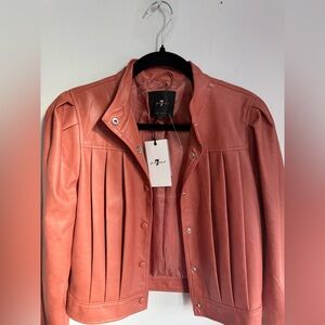 7 For All Mankind Coral Leather Jacket